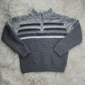 The Slope Boys Festive Gray Pullover 1/4 Quarter Zip Sweater Size Medium 5-6